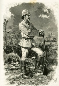 Retrato del Dr. Emile Holub, en traje de exploración, grabado por Tofani, ilustración de la historia “En el país de los Marutses”, en 1875-1879, por el Dr. Emile Holub (1847-1902). Publicado en el Tour du monde, 2º semestre 1883, editado por Edouard Charto