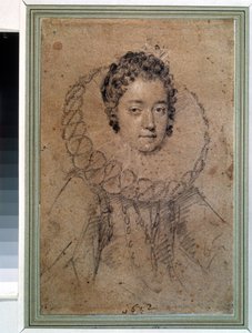 ""Retrato de una dama de la aristocracia"" lleva un cuello ancho (fresa). Dibujo de Ottavio Maria Leoni (1578-1630) 1612 Museo Pushkin, Moscú