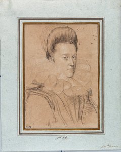 Retrato de Eleonora de Medici (1567-1611), esposa de Vincenzo I Gonzaga, Duque de Mantua (1562-1612). Dibujo de Ottavio Leoni (1578-1630) Génova, Musei di Strada Nuova, inv 2432