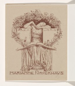 Ex-libris de Marianne Brockhaus de Otto Greiner (signed by artist)