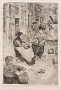 Grabados de Venecia: Ensartadores de cuentas, 1882 de Otto H. Bacher