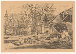 Pueblo junto al agua de Otto Hanrath (signed by artist)
