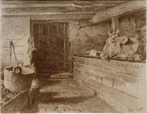 Interior de un establo de Otto Keitel