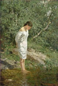 Ana junto al agua