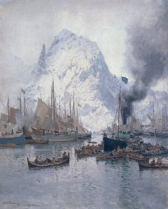 Llegada de Agnsilddamperen, Svolvaer de Otto Ludvig Sinding