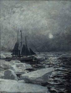 Fram en el Océano Ártico (óleo sobre lienzo) de Otto Ludvig Sinding