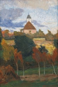 Vista de la iglesia de Worpswede de Otto Modersohn