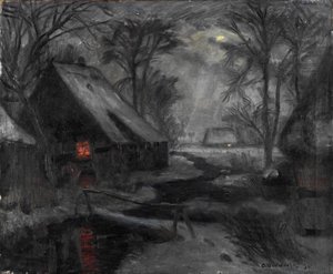 Noche de invierno en Fischerhude de Otto Modersohn