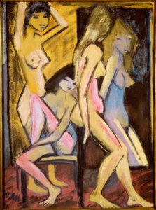 Tres desnudos frente al espejo