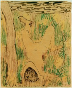 Niña desnuda acostada de Otto Mueller