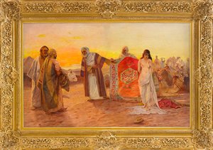 Le marche aux esclaves - El mercado de esclavos - Pintura de Otto Pilny (1866-1936), Óleo sobre lienzo (82x120 cm) - Colección privada
