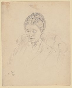Luise Scholderer, sentada en un sillón de Otto Scholderer