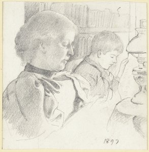 Luise Scholderer y Victor leyendo de Otto Scholderer