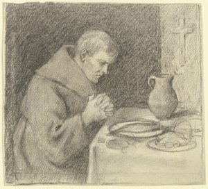 Monje durante la oración de gracias de Otto Scholderer