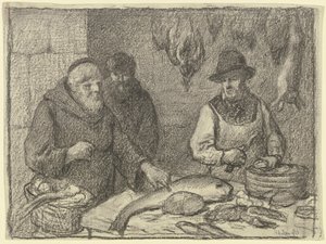 Monje con un pescadero de Otto Scholderer