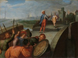 Las negociaciones de paz entre Julio Civilis y el general romano Cerialis
Las negociaciones de paz entre Claudio Civilis y Cerealis
una de una serie de doce sobre la insurrección de los batavos contra los romanos de Otto van Veen