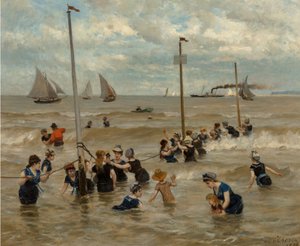 Bañándose en el mar, 1876