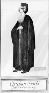 Chachan Bachi, el Gran Rabino de Estambul, c.1790 (acuarela sobre papel) de Ottoman School