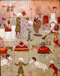 Fiestas organizadas con motivo de la circuncisión del hijo del Sultán Otomano Murad II, preparación de fuegos artificiales de Ottoman School