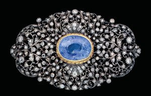 Broche otomano con incrustaciones de diamantes y zafiros de Ottoman School