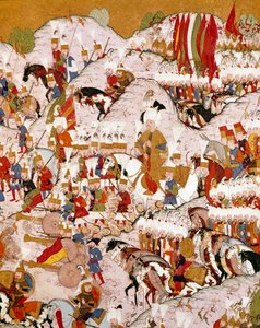 Representación de la Batalla de Mohács en 1526 (detalle) de Ottoman School