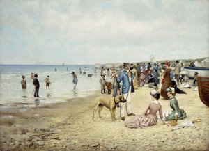 Un día en la playa, 1885 de Owen Dalziel