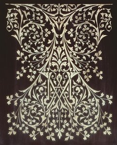 Vitrina, detalle de panel incrustado