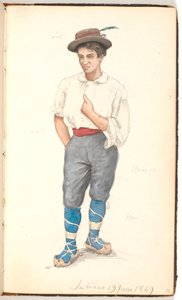 Hombre italiano con zapatos de cordones y sombrero con pluma de P.C. Skovgaard