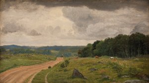 Paisaje en Kongens Møller, Sealand. Luz de la Tarde de P.C. Skovgaard
