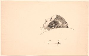 Cabeza de retrato en perfil de la esposa del artista Georgia Skovgaard, durmiendo