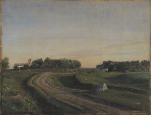Vejby con la iglesia vista desde el norte. Luz de la tarde. Zelanda de P.C. Skovgaard