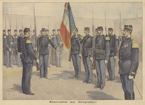 Un soldado obligado a disculparse ante la bandera francesa por haberla insultado de P.H.G.V. Michel