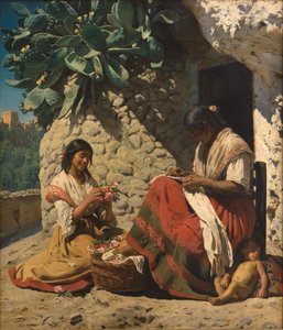 Dos mujeres gitanas fuera de su cabaña. España de Peder Severin Krøyer