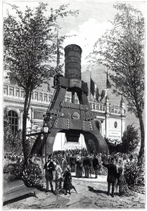 Exposición Universal en París en 1878: el martillo de poder de Le Creusot en Champs-de-Mars, 1878 de P. Ferat