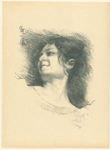 Cabeza de mujer sonriente estudio de mujer L