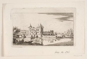 Castillo rodeado por un foso de P. Schiönning