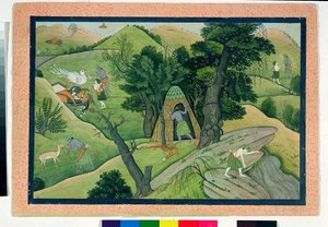 Rama y Lakshmana vagando en busca de Sita, del Ramayana, Kangra, Himachal Pradesh, 1780