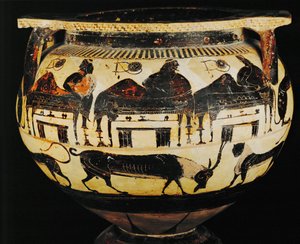 Registro superior: un banquete, registro inferior: animales ... de Painter Detroit