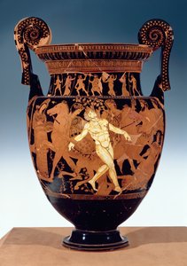 Cráter de volutas de figuras rojas ático que representa la muerte del gigante de bronce, Talos de Painter Talos