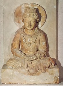 Buda sentado en meditación, de Ganhara, estilo greco-budista, siglo I-IV