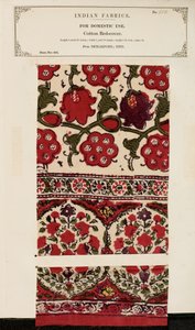 Muestra de cubrecama de algodón de Shikarpore en Sind, de La Colección de los Fabricantes de Textiles de la India, por John Forbes Watson, publicada en 1866