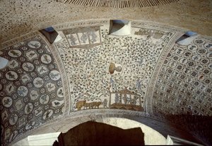Arte paleocristiano: escena de cosecha (detalle)