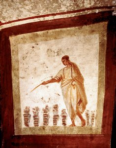 Arte paleocristiano: La multiplicación de los panes y los peces. Catacumba de Via Anapo, Roma, Italia
