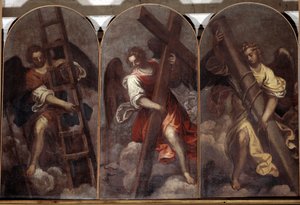 Ángeles sosteniendo las herramientas de la pasión