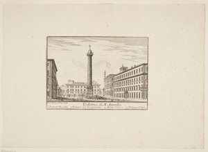 Columna de M. Aurelio. 1. Palazzo Niccolini. 2. Palazzo del Vicegerente. 3. Monte Citorio. 4. Palazzo Chigi