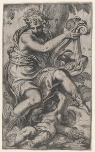 Cupido y Apolo con una lira, ca. 1568