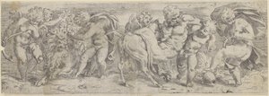 Borracho sátiro y putti