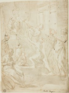 Figuras en un altar o sacrificio clásico de Paolo Pagani