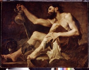 Lázaro como un miserable mendigo. (Lázaro como un pobre mendigo). Pintura de Paolo Pagani (1660-1716), óleo sobre lienzo de Paolo Pagani