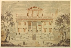 Dibujo, Alzado de una villa, 1750-70 de Paolo Posi